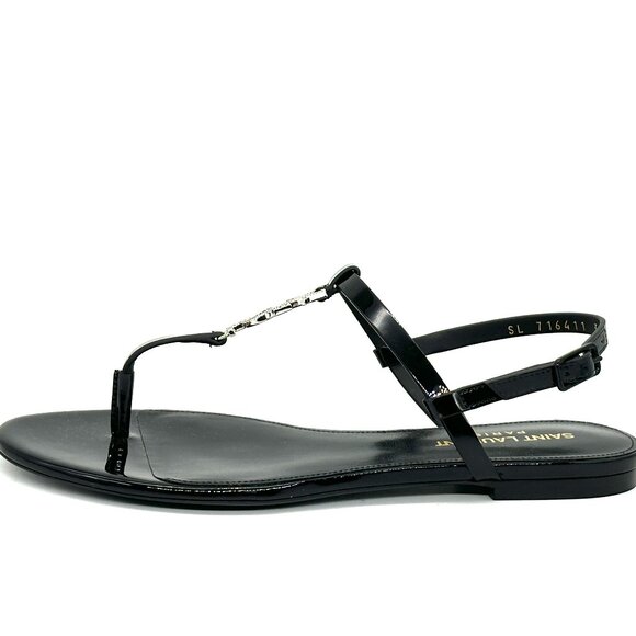 Saint Laurent Cassandra 05 Strass Crystal YSL Thong T Strap Flat Sandals - Picture 6 of 16